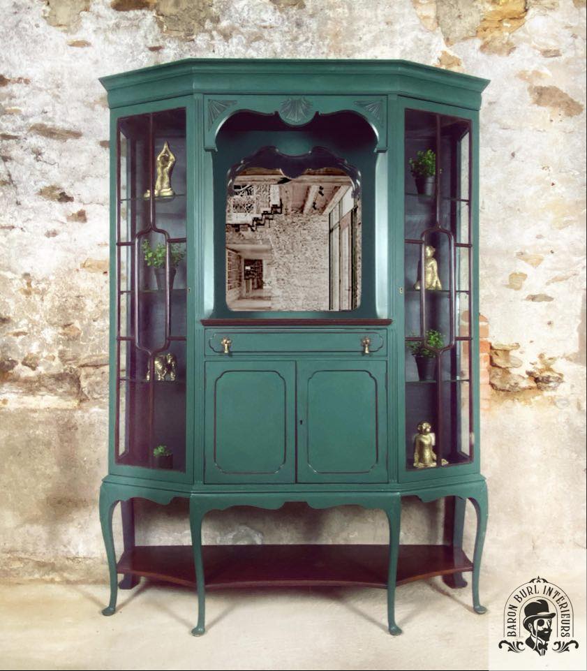 Gorgeous Hand Painted English Display Cabinet